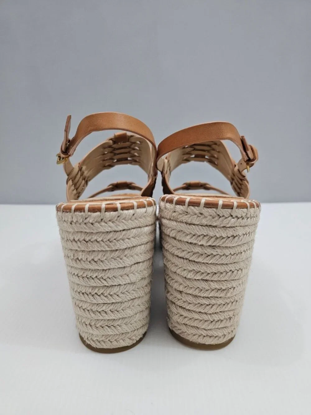 Veronica Beard Riya Espadrille Wedge Sandal Womens 10 Tan Leather Platform NEW